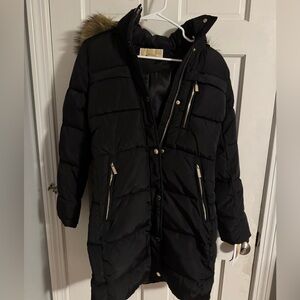 Michael Kors Black Puffer Coat with Fur Trim- NWT